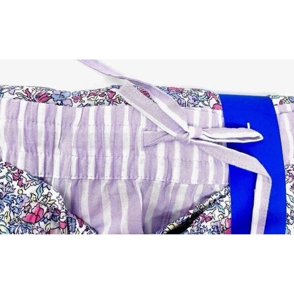 GAP 2pk Women's L (10/12) Cotton Relaxed PJ Pajama Pant Purple Floral Stripe NWT - Picture 8 of 11